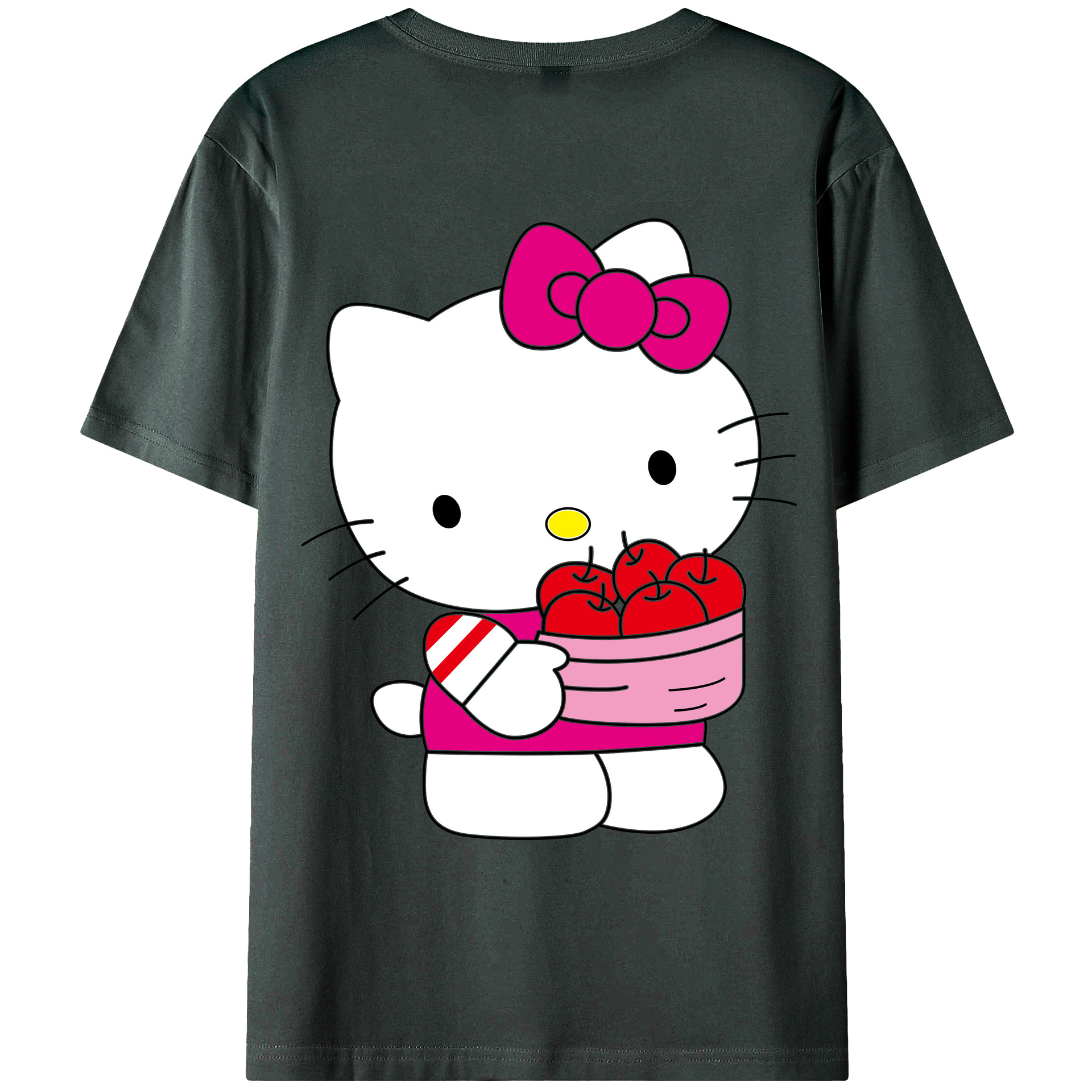 （画像用） Hello Kitty ハローキティ 綿100％ メンズ半袖Tシャツ（バックプリント） 通気性
